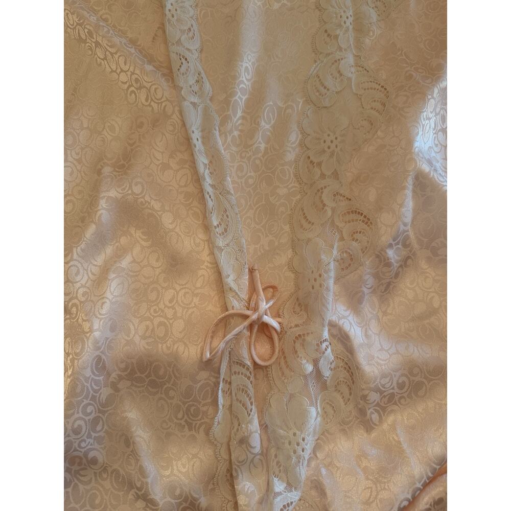 Vintage Christian Dior Women's Light Pink Blush Peach Satin Lace Robe Large NWOT - Picture 10 of 13